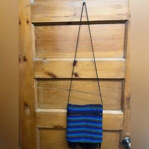 Boho Artisan Crossbody Phone Bag Purse Ethnic Woven Art Craft Fringe Tassle Knit